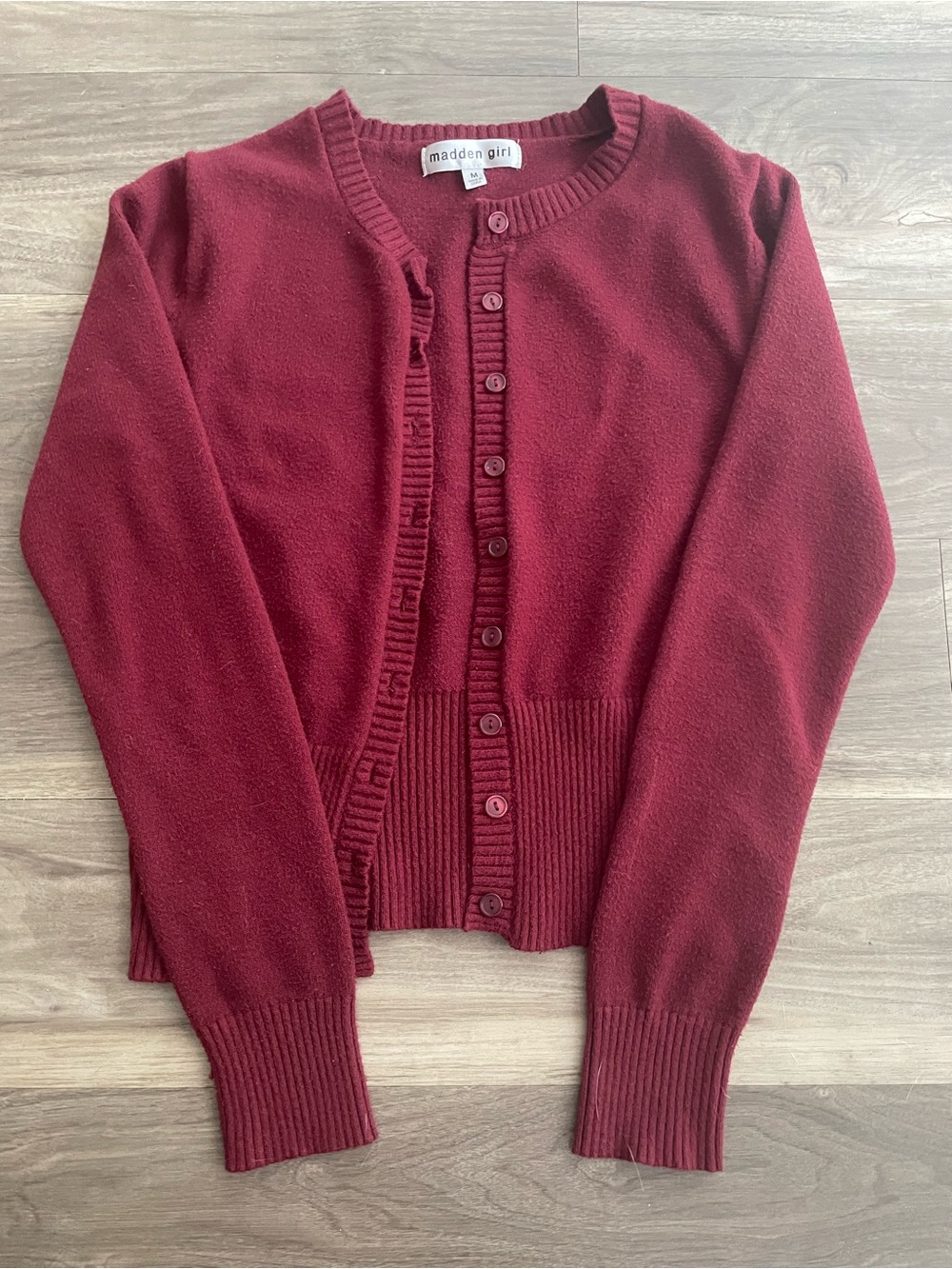 Madden Girl Wine Red Button-Front Women's Cardigan